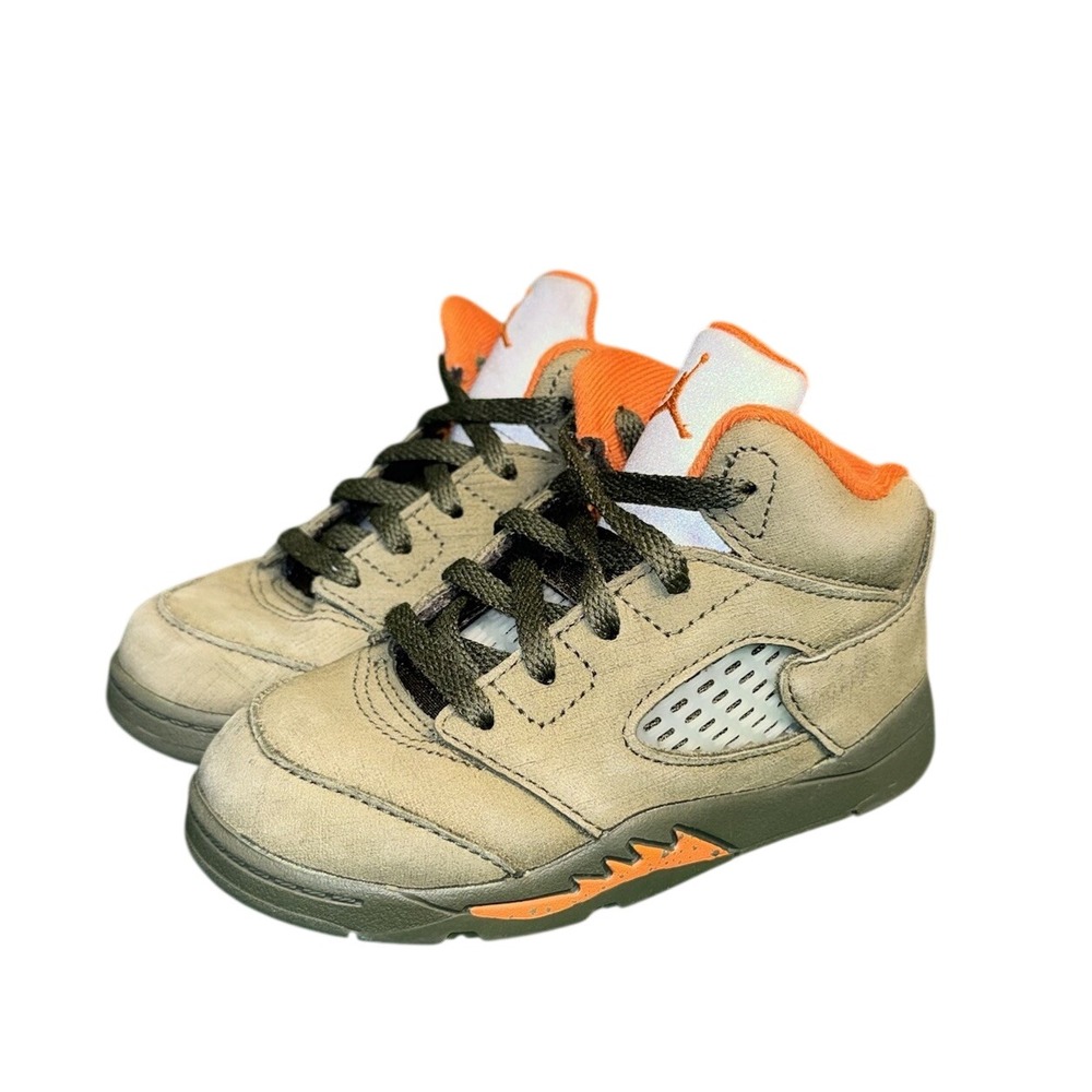 Jordan 5 Retro Olive 2024 Toddler Sneakers 8C Army Olive Solar Orange 440890-308
